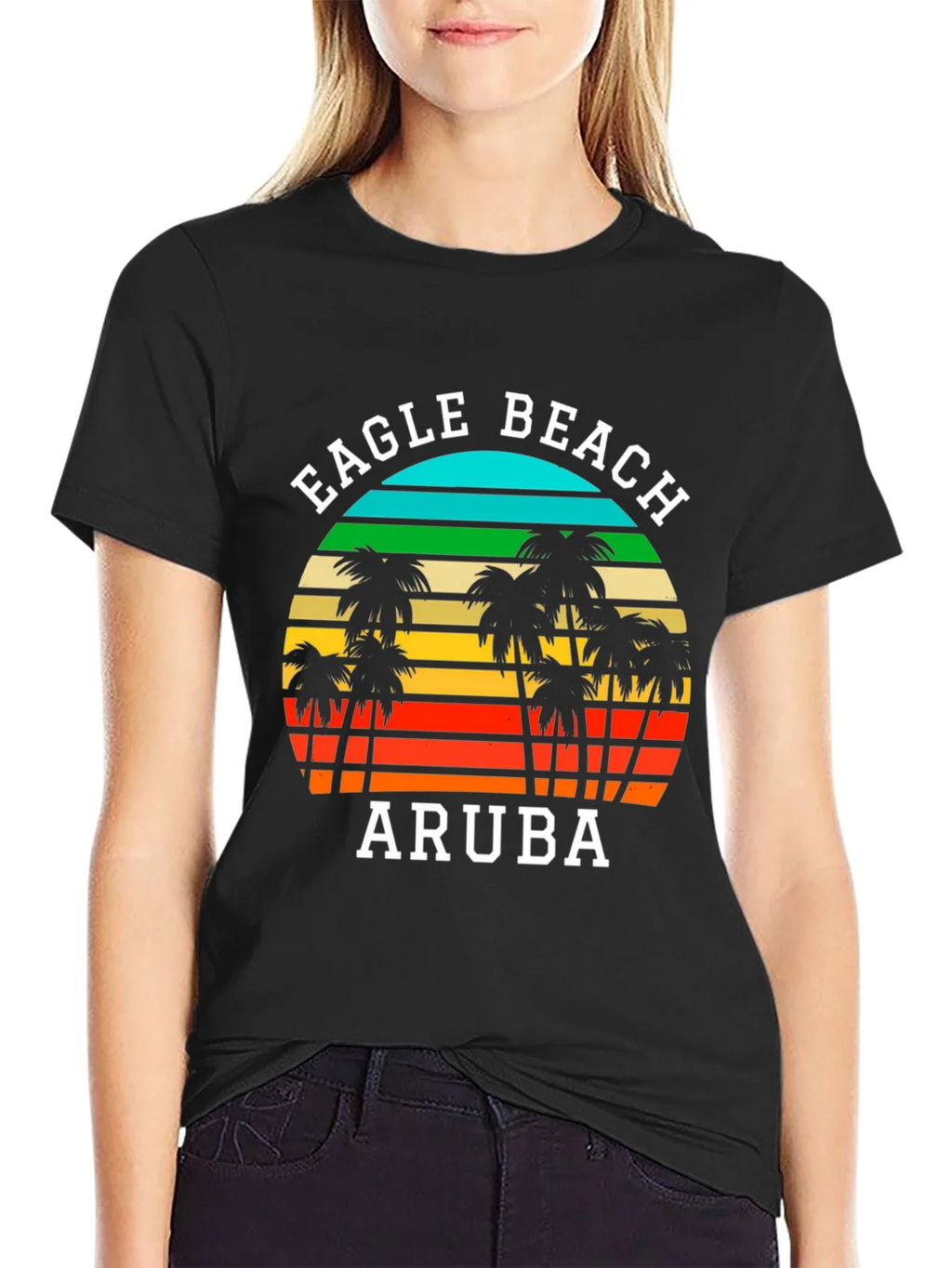 Eagle Beach Aruba T-Shirt | Retro Palm Tree Graphic Tee product image 2