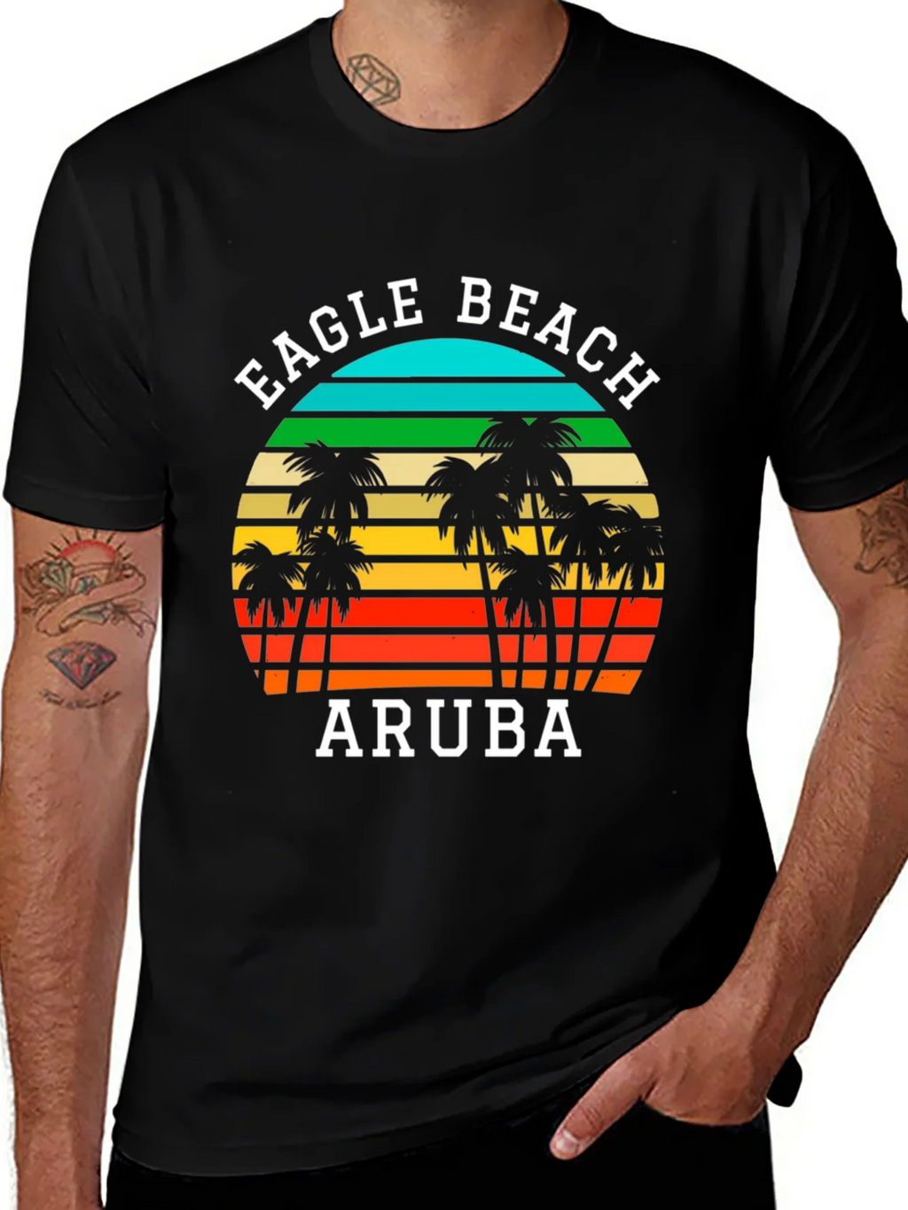 Eagle Beach Aruba T-Shirt | Retro Palm Tree Graphic Tee product image 1