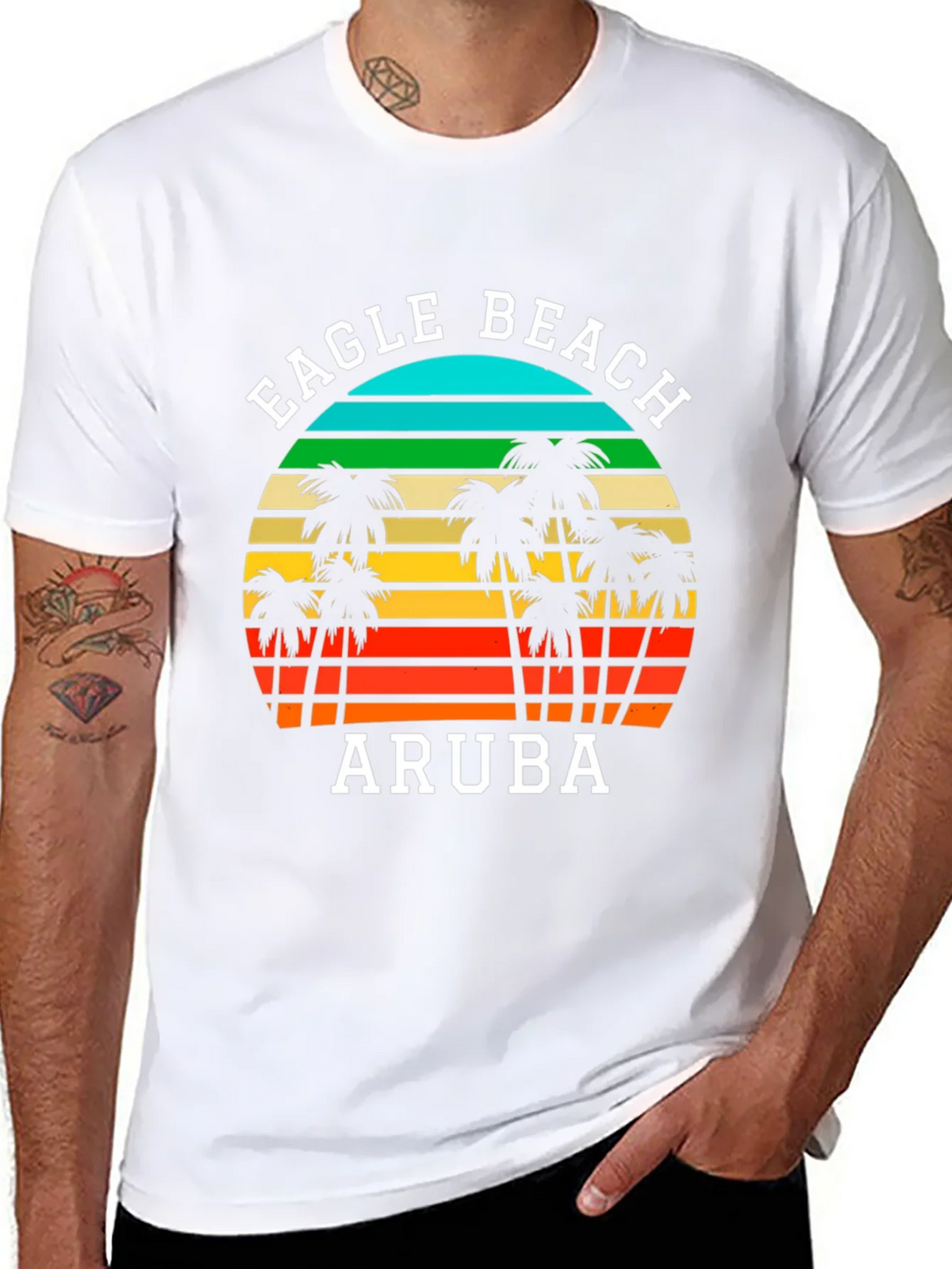 Eagle Beach Aruba T-Shirt | Retro Palm Tree Graphic Tee product image 7
