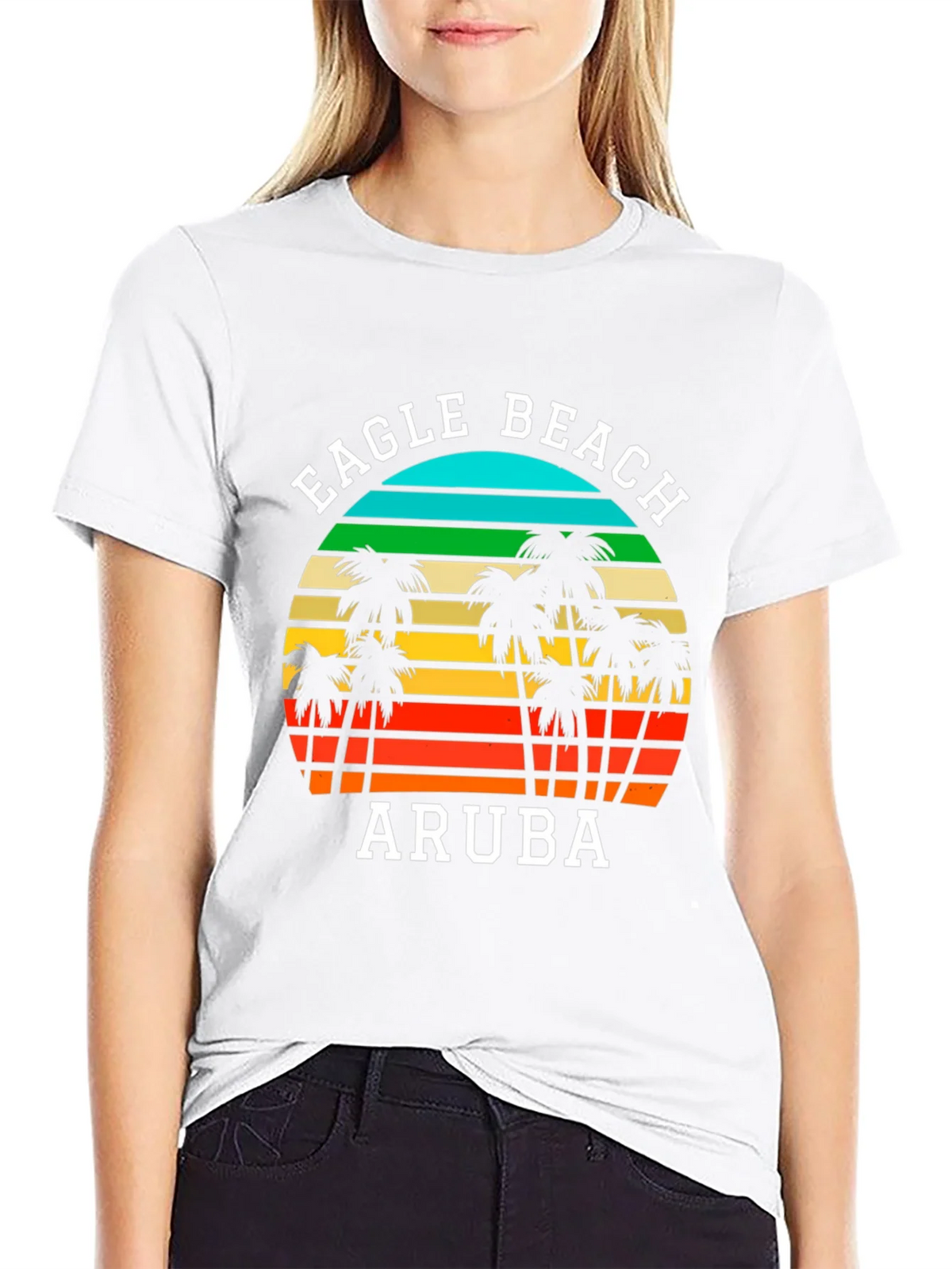 Eagle Beach Aruba T-Shirt | Retro Palm Tree Graphic Tee product image 8