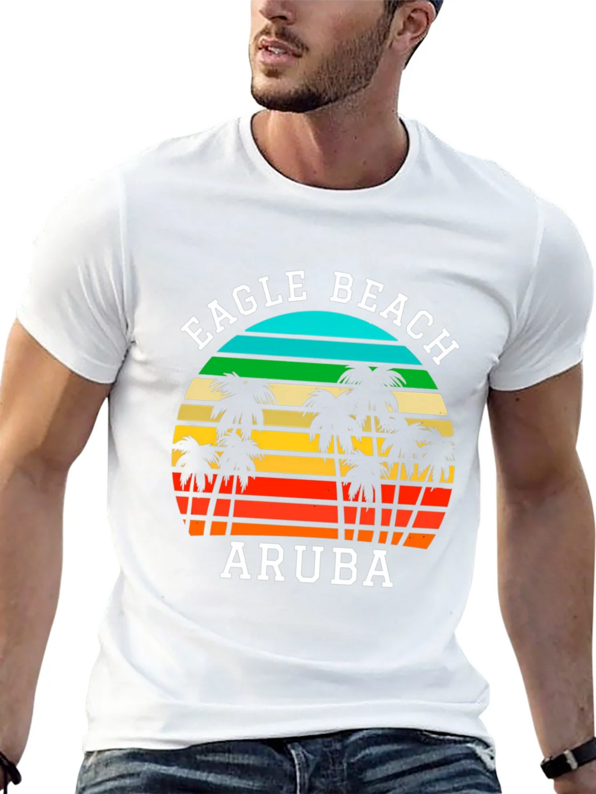 Eagle Beach Aruba T-Shirt | Retro Palm Tree Graphic Tee product image 12