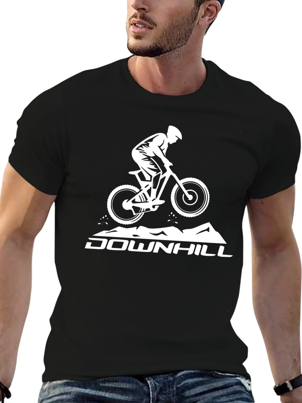 Downhill Mountain Biker Graphic Tee - Black Cotton Shirt product image 6