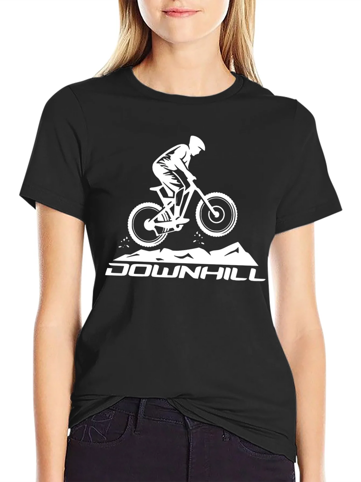 Downhill Mountain Biker Graphic Tee - Black Cotton Shirt product image 2