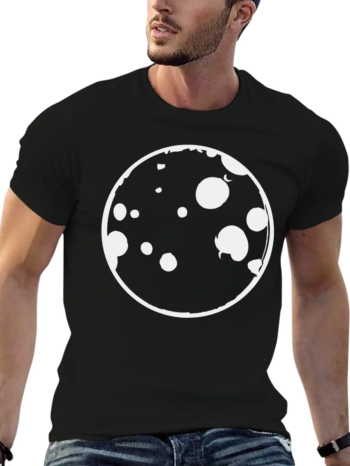 Graphic Print T-Shirt - Black with Moon Design product image 5
