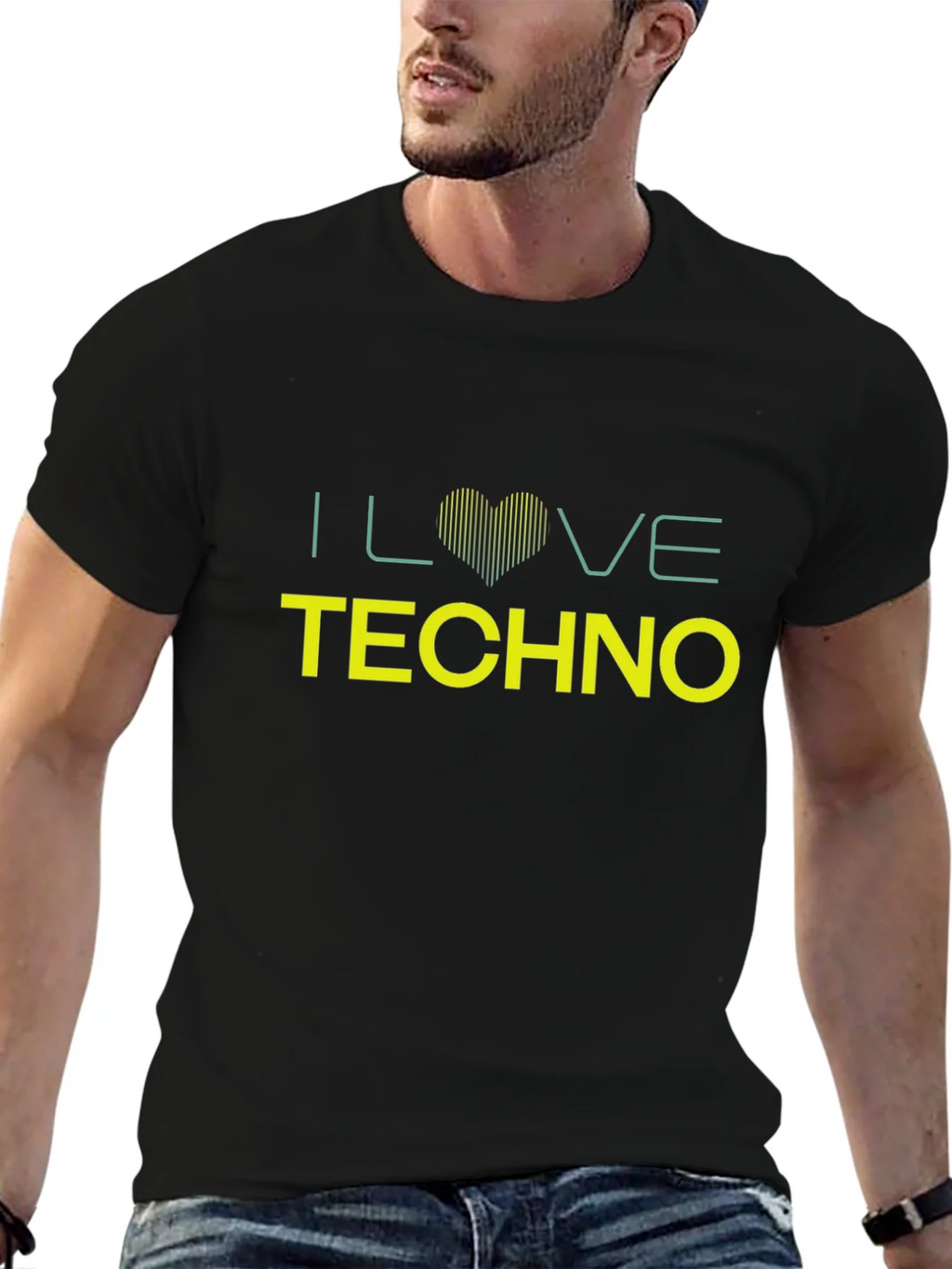 I Love Techno Black T-Shirt product image 6