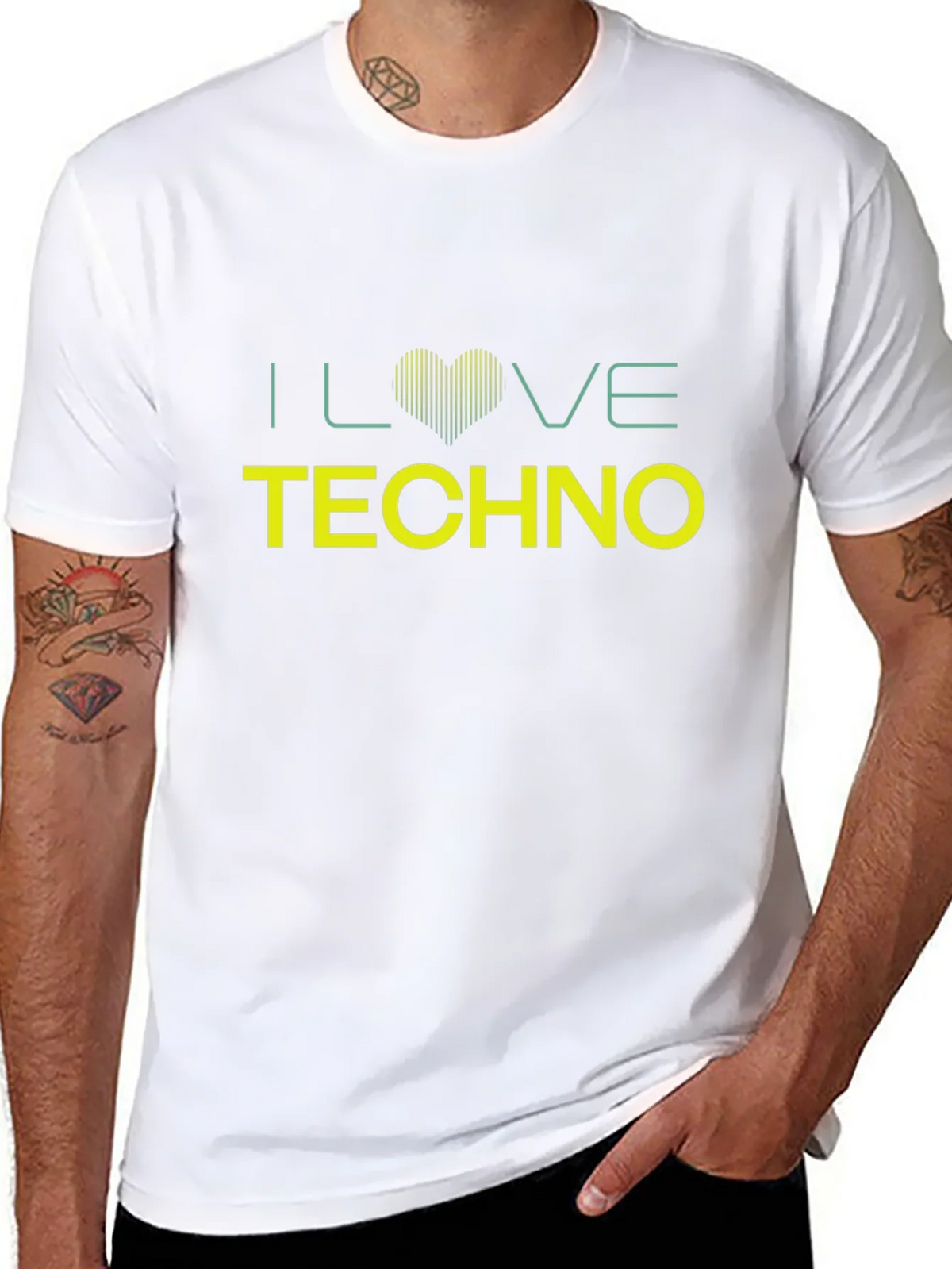 I Love Techno Black T-Shirt product image 7
