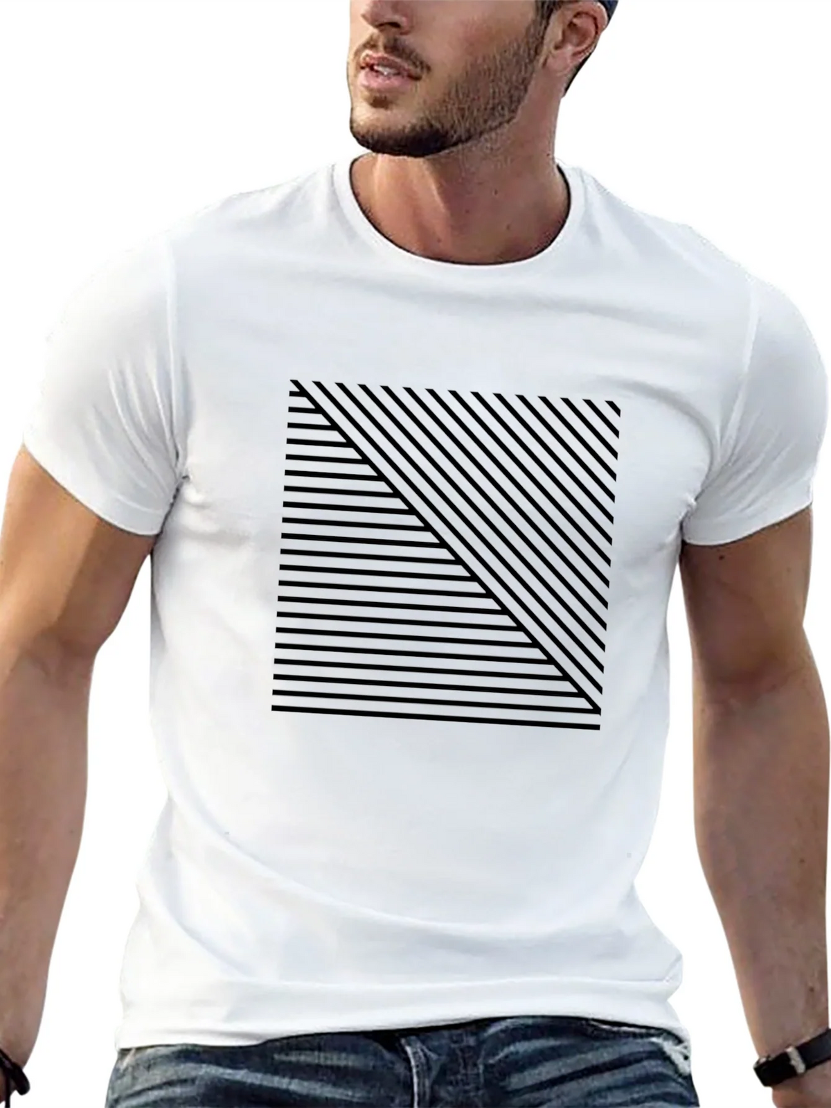 Modern Geometric Stripe Tee - Black product image 6