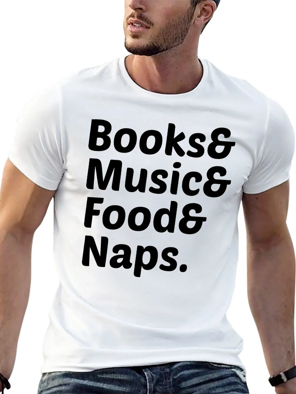Books Music Food Naps Black T-Shirt product image 2