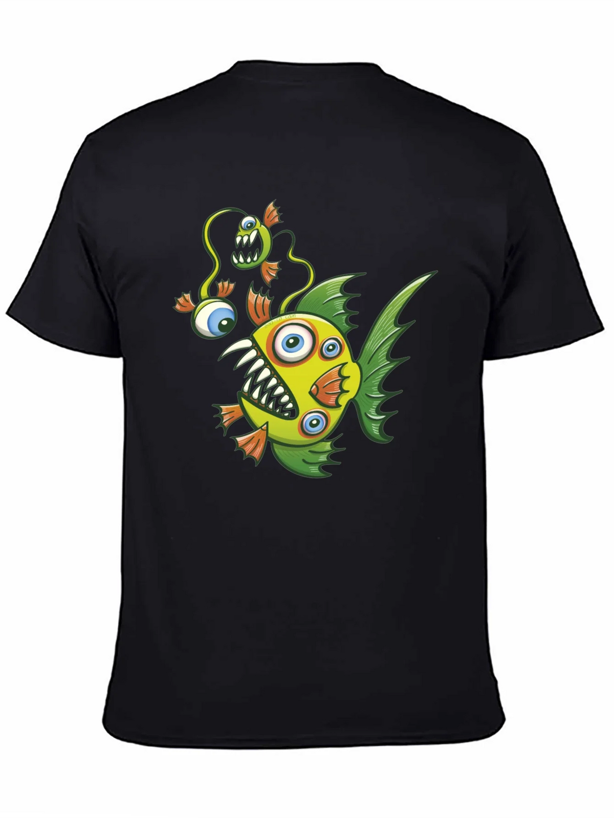 Crazy Fish Graphic Tee - Black Cotton T-Shirt product image 3