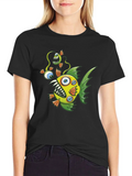 Crazy Fish Graphic Tee - Black Cotton T-Shirt product image 1