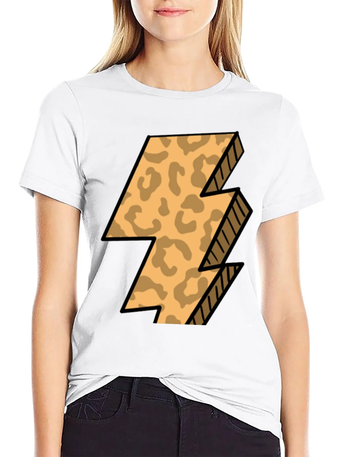 Leopard Print Lightning Bolt T-Shirt - Black product image 8
