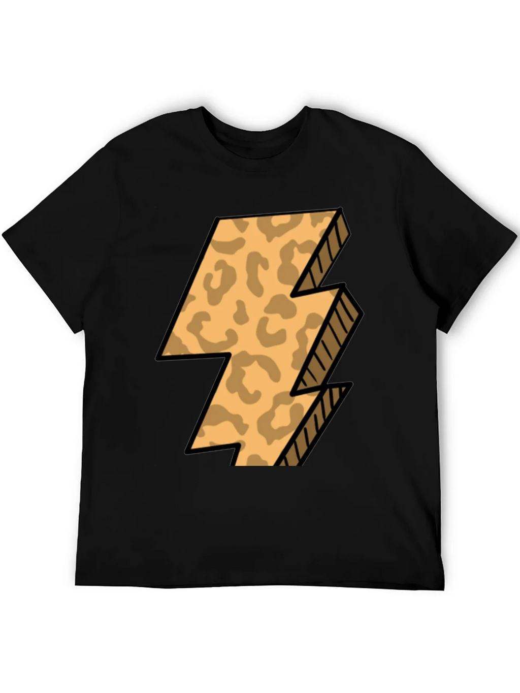 Leopard Print Lightning Bolt T-Shirt - Black product image 5