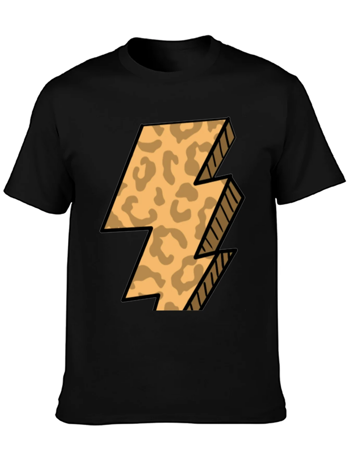 Leopard Print Lightning Bolt T-Shirt - Black product image 3
