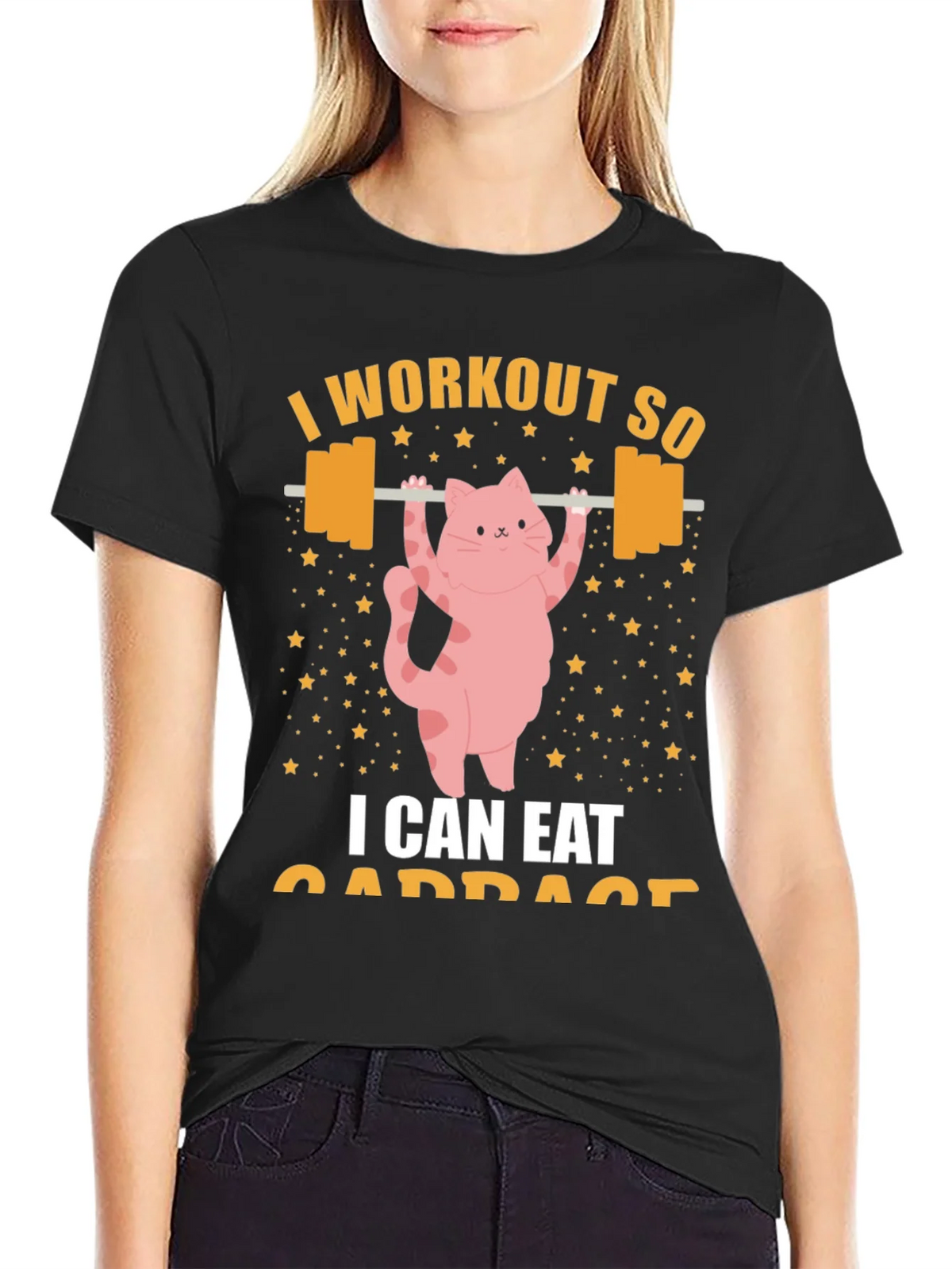 Workout Cat T-Shirt - Eat Cabbage Funny Gym Shirt product image 2