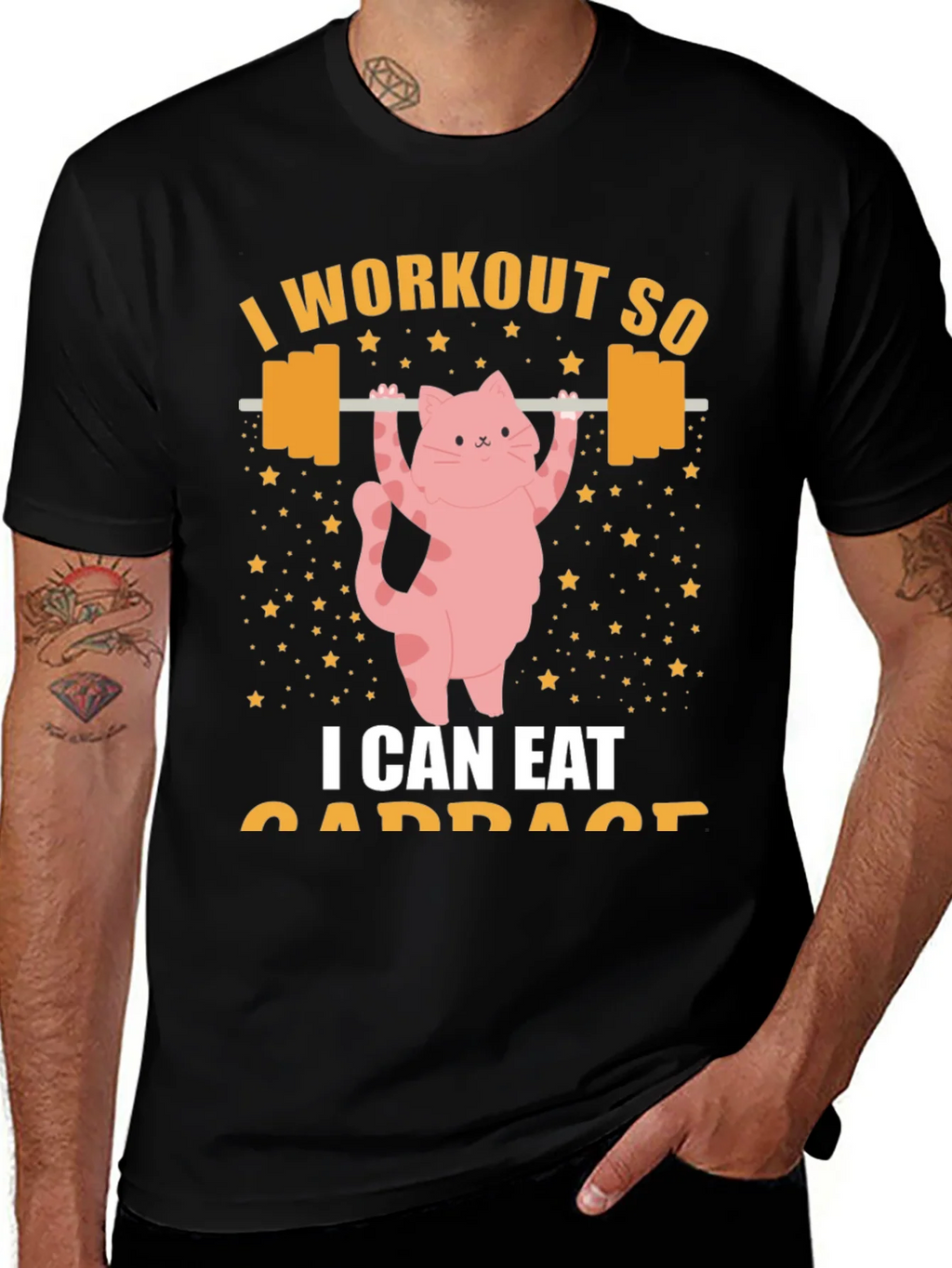 Workout Cat T-Shirt - Eat Cabbage Funny Gym Shirt product image 1