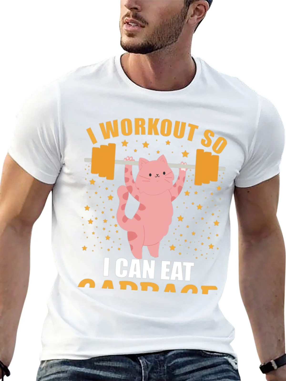 Workout Cat T-Shirt - Eat Cabbage Funny Gym Shirt product image 11