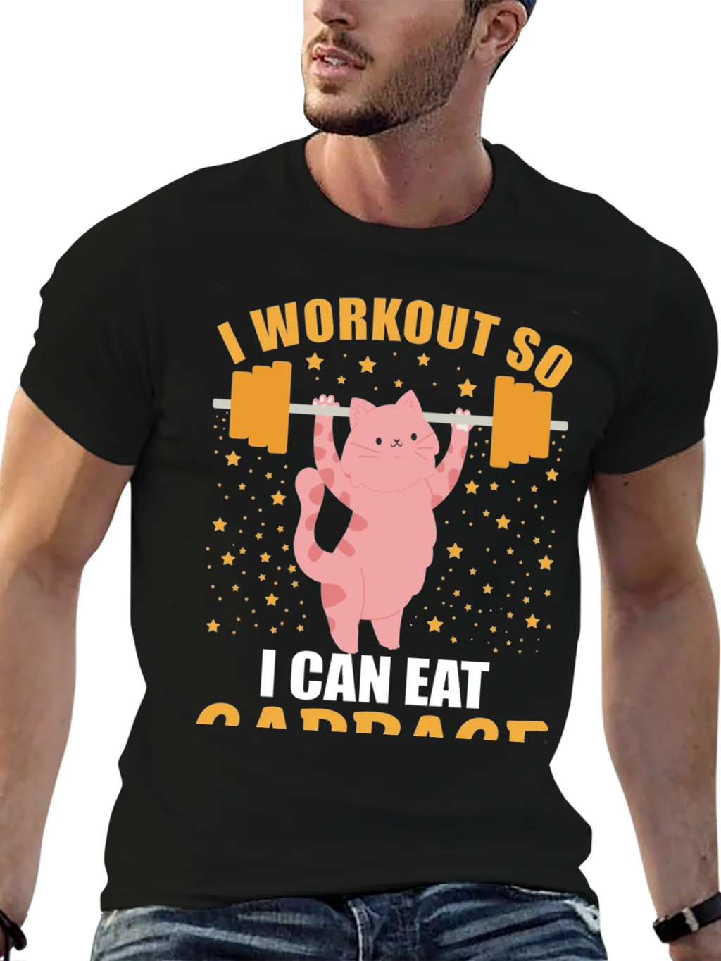 Workout Cat T-Shirt - Eat Cabbage Funny Gym Shirt product image 6