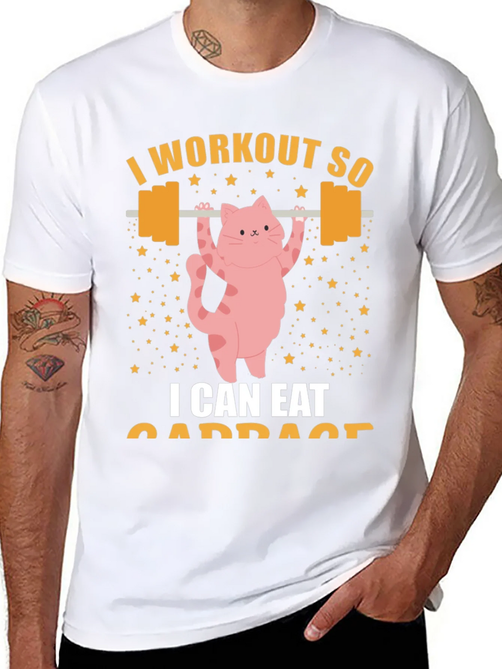 Workout Cat T-Shirt - Eat Cabbage Funny Gym Shirt product image 7
