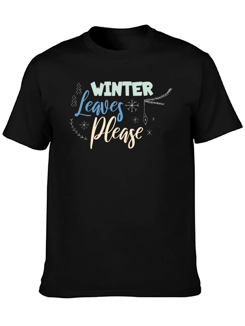 Winter Leaves Please Black Graphic Tee product image 3