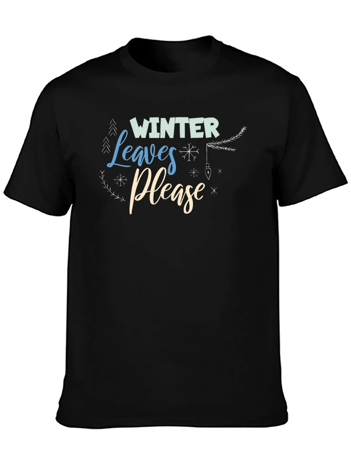 Winter Leaves Please Black Graphic Tee product image 3