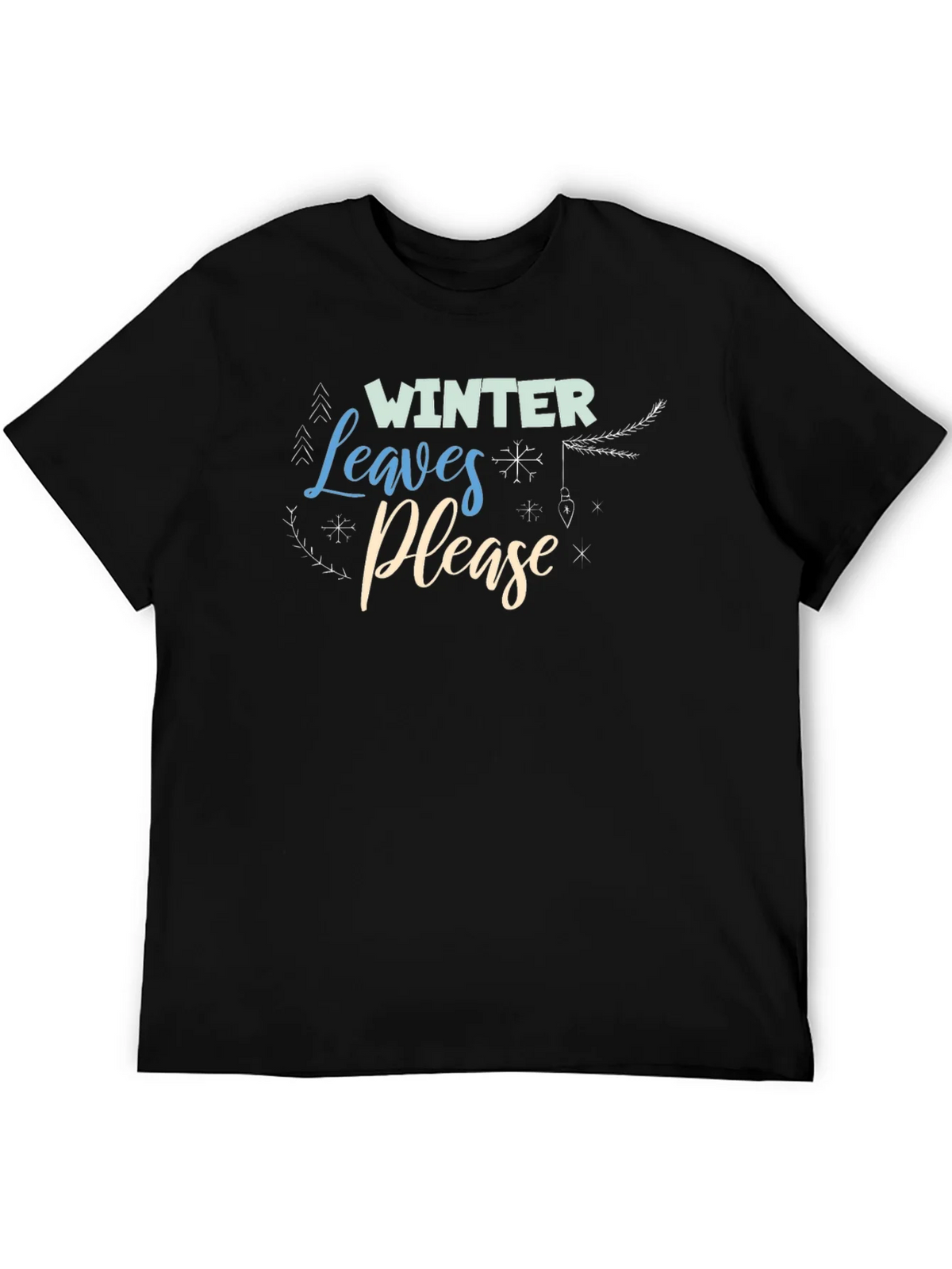 Winter Leaves Please Black Graphic Tee product image 5