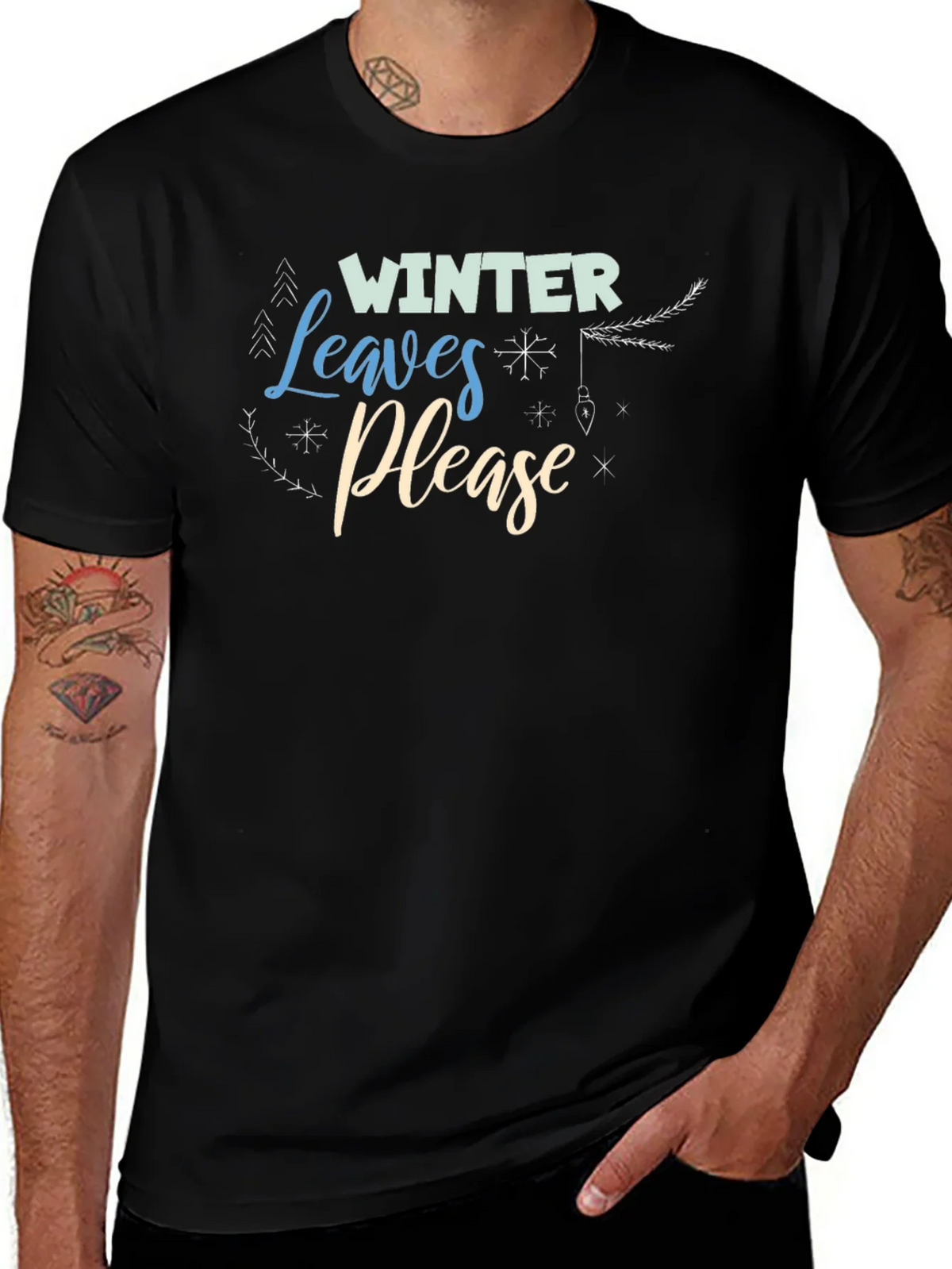 Winter Leaves Please Black Graphic Tee product image 1