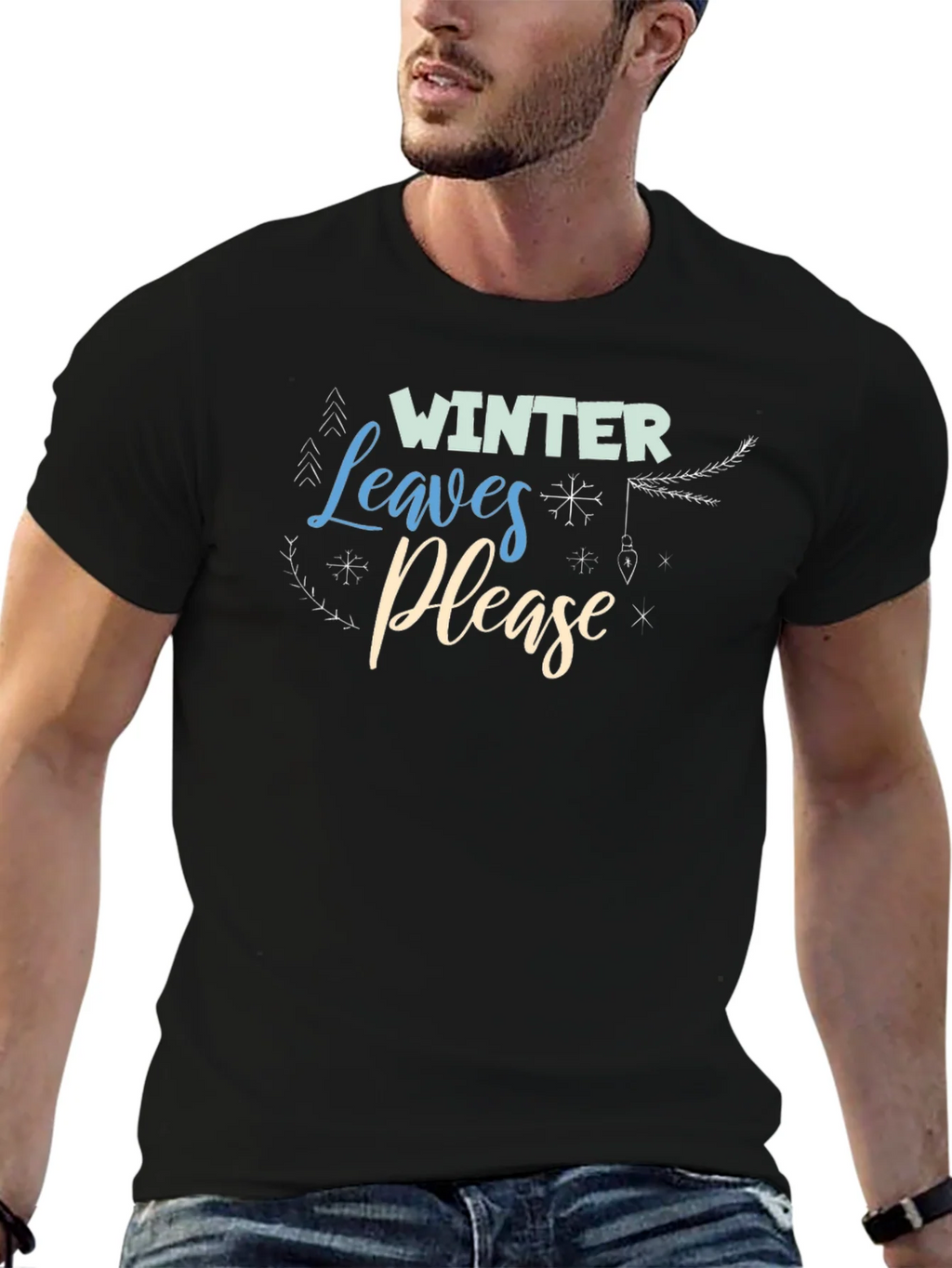 Winter Leaves Please Black Graphic Tee product image 6