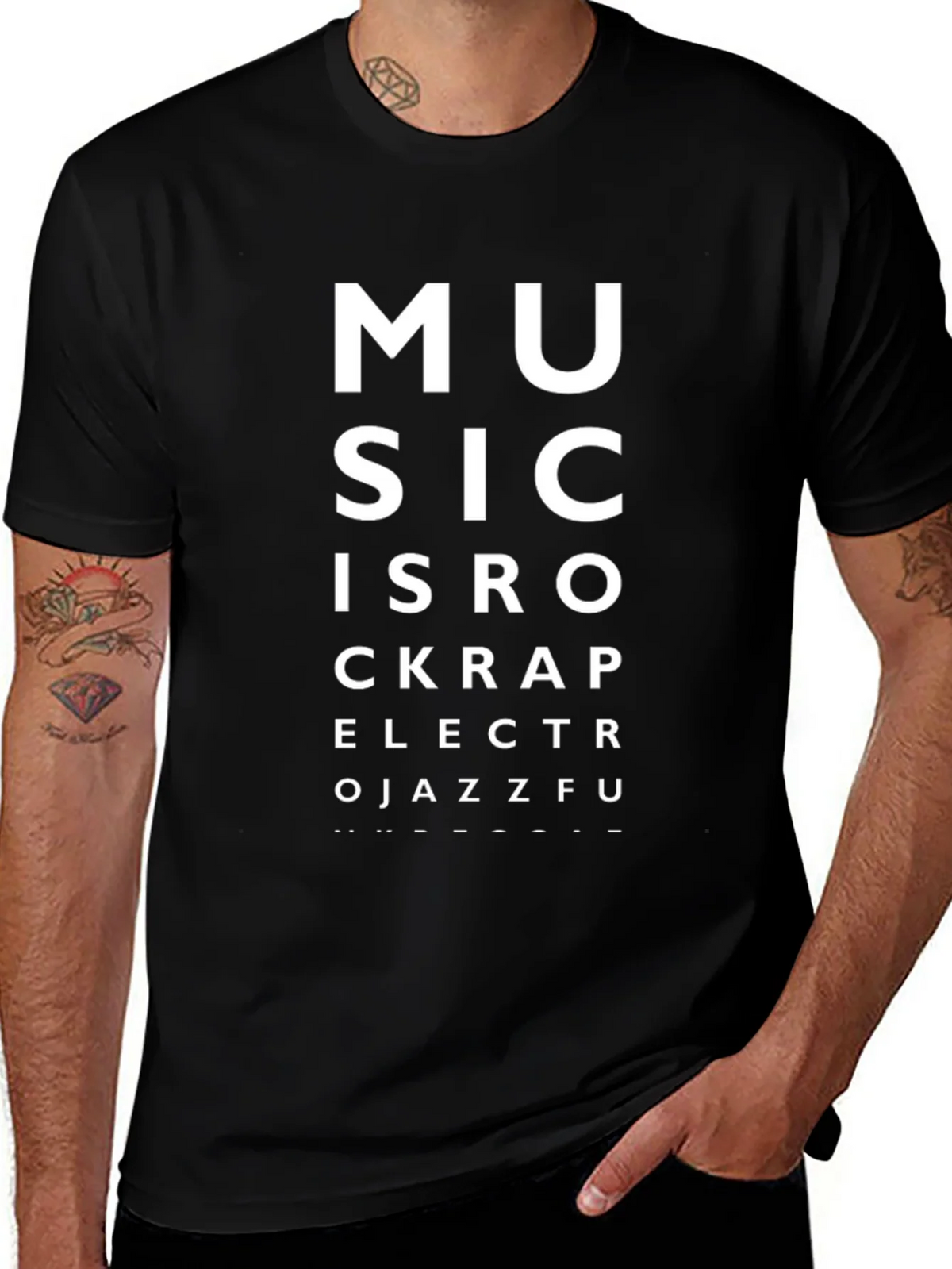 Music Eye Chart Black T-Shirt product image 1