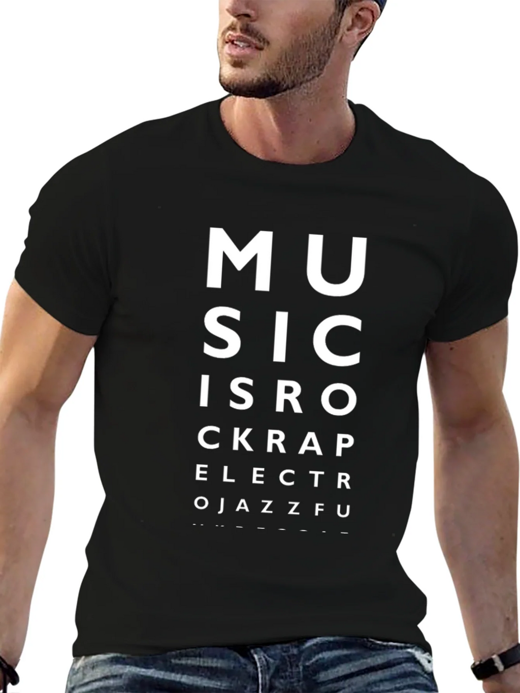 Music Eye Chart Black T-Shirt product image 6