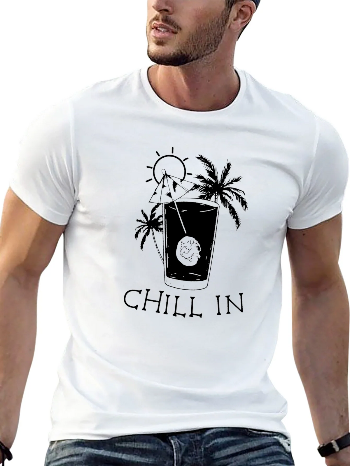 Chill In Paradise Black Graphic T-Shirt product image 8