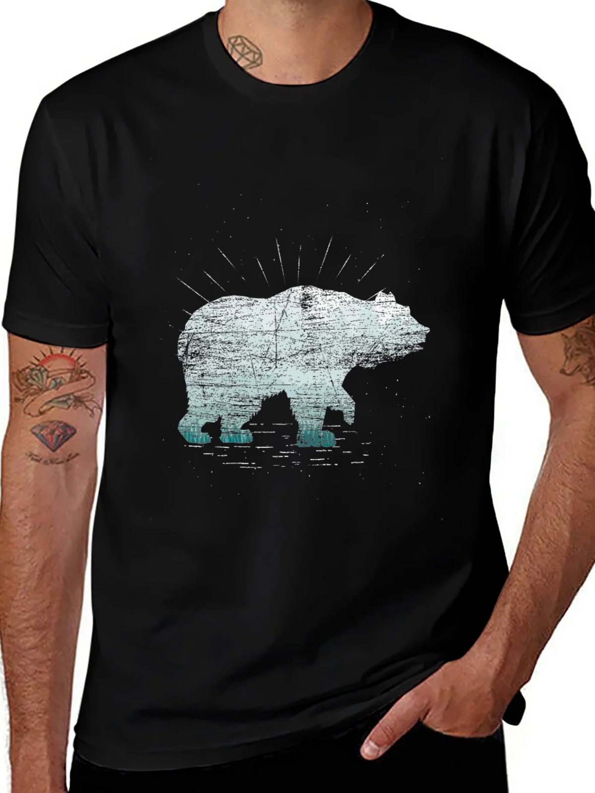 Bear Graphic Tee - Black Cotton Blend product image 1