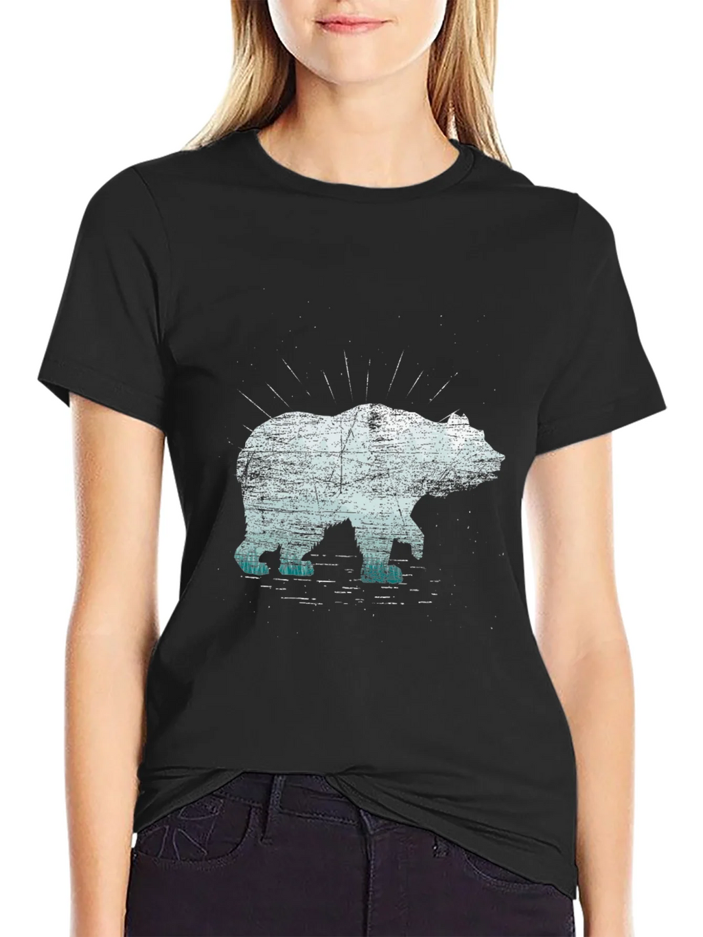 Bear Graphic Tee - Black Cotton Blend product image 2