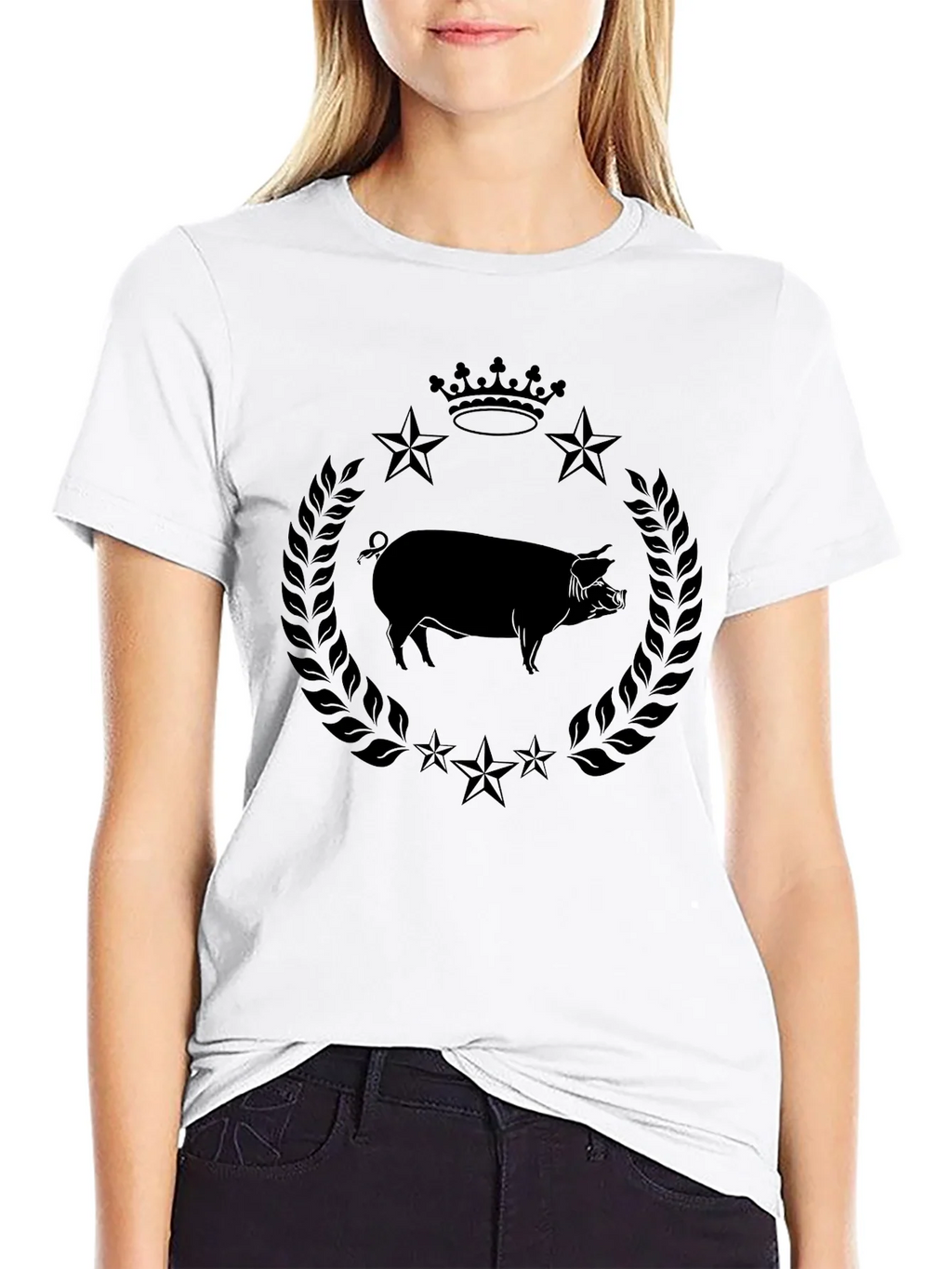Pig Crown Star Graphic Tee - Stylish Mens Black T-Shirt product image 8
