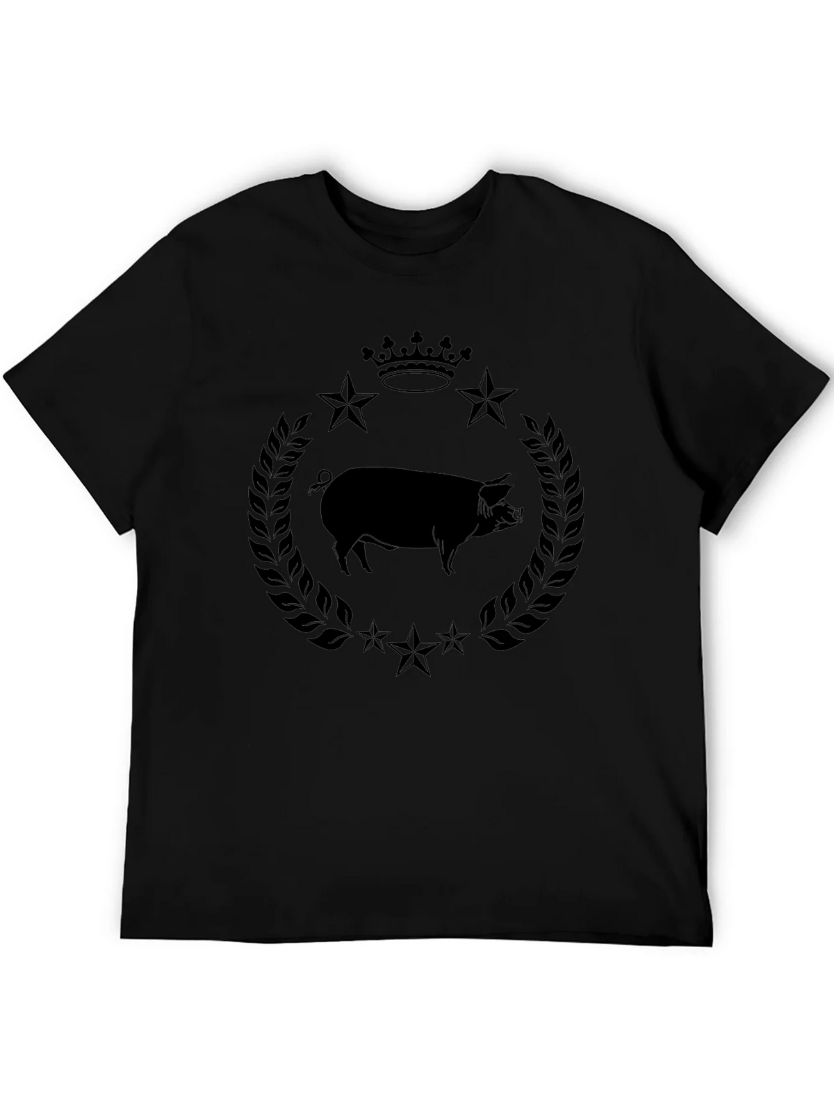 Pig Crown Star Graphic Tee - Stylish Mens Black T-Shirt product image 5