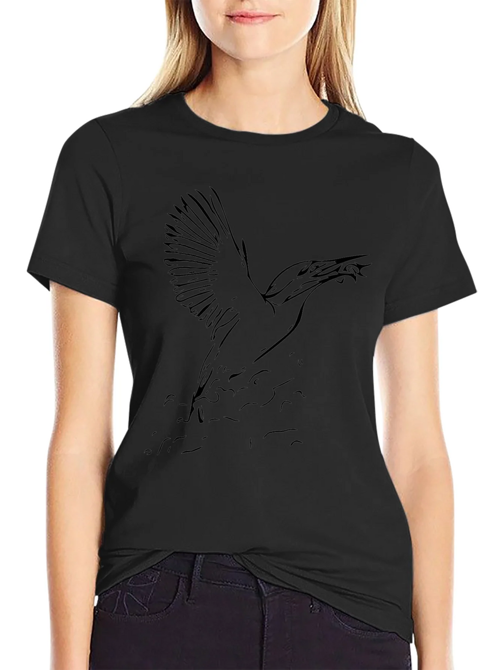 Mens Black Graphic Tee - Bird Design product image 2