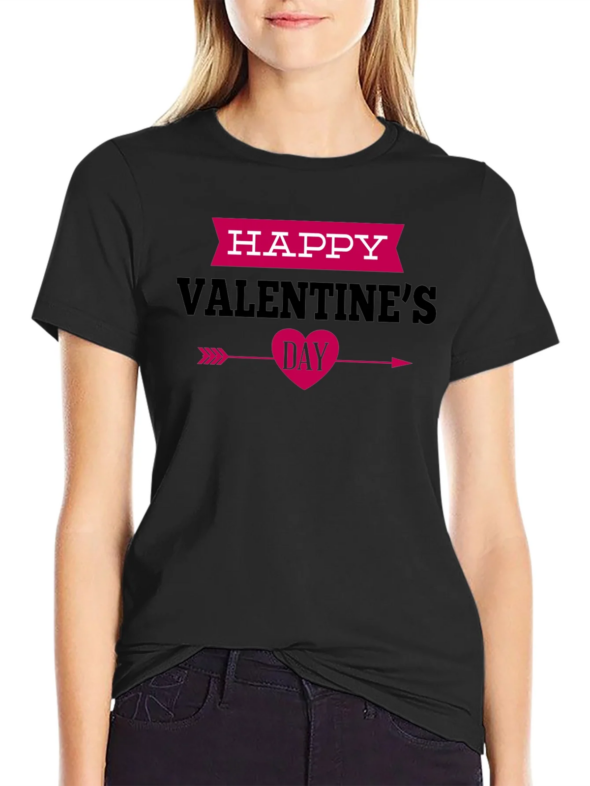 Happy Valentines Day Black Graphic Tee product image 2