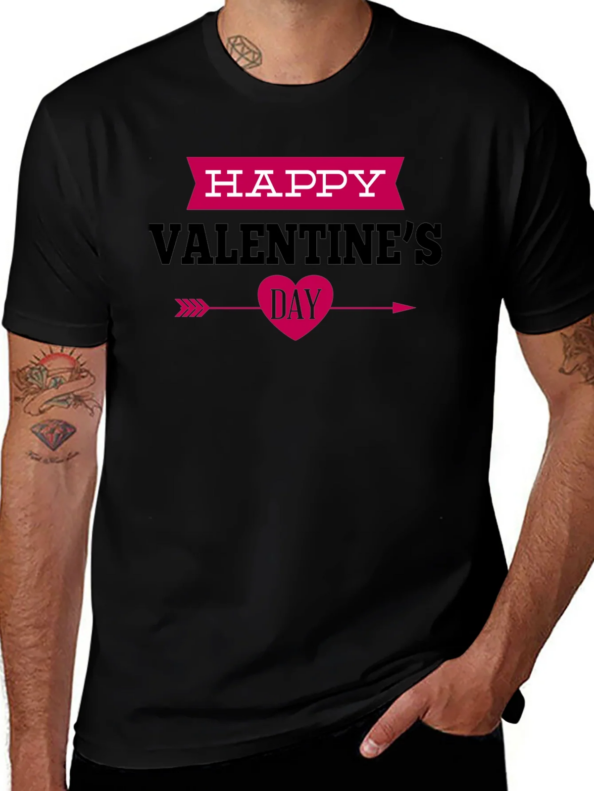 Happy Valentines Day Black Graphic Tee product image 1