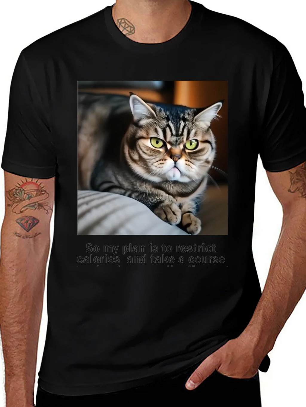 Funny Cat Graphic T-Shirt - Unisex Black Tee product image 1