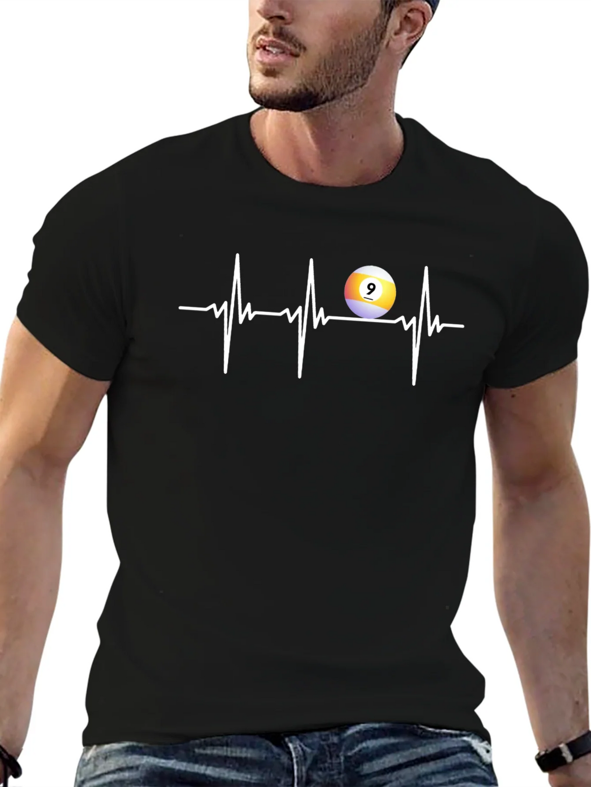 Pool Heartbeat T-Shirt: Nine Ball Design product image 6