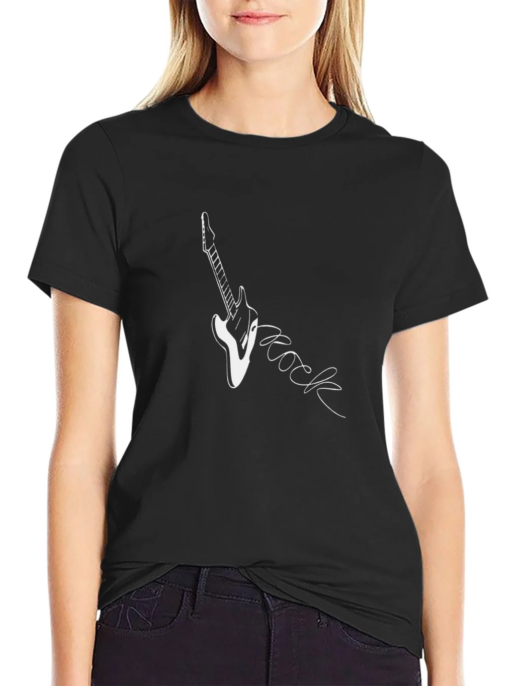 Rock Guitar Graphic Tee - Black Cotton T-Shirt product image 2
