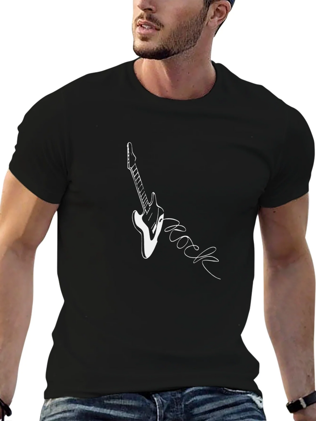 Rock Guitar Graphic Tee - Black Cotton T-Shirt product image 5