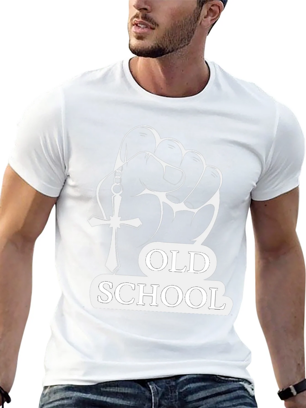 Old School Black T-Shirt - Fist & Cross Graphic product image 4