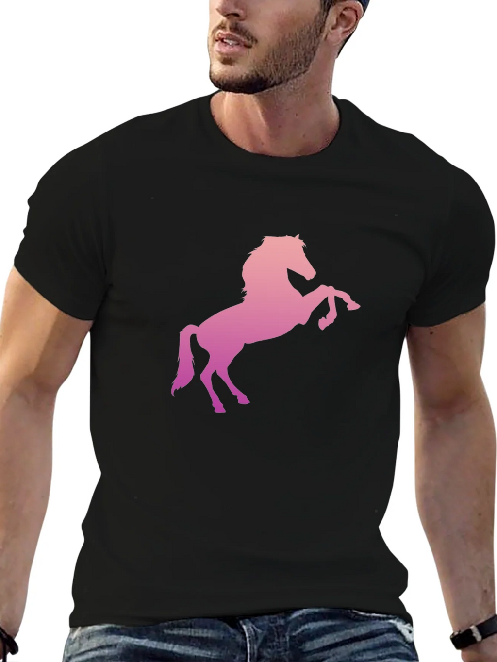 Horse Graphic Tee - Stylish Mens Black T-Shirt product image 6