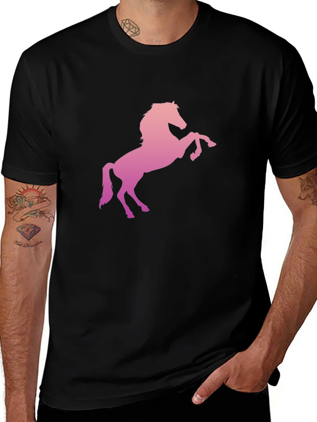Horse Graphic Tee - Stylish Mens Black T-Shirt product image 1